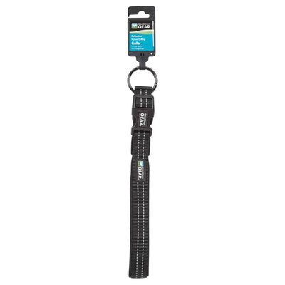 Reflective Padded Nylon Dog Collar XL Blk