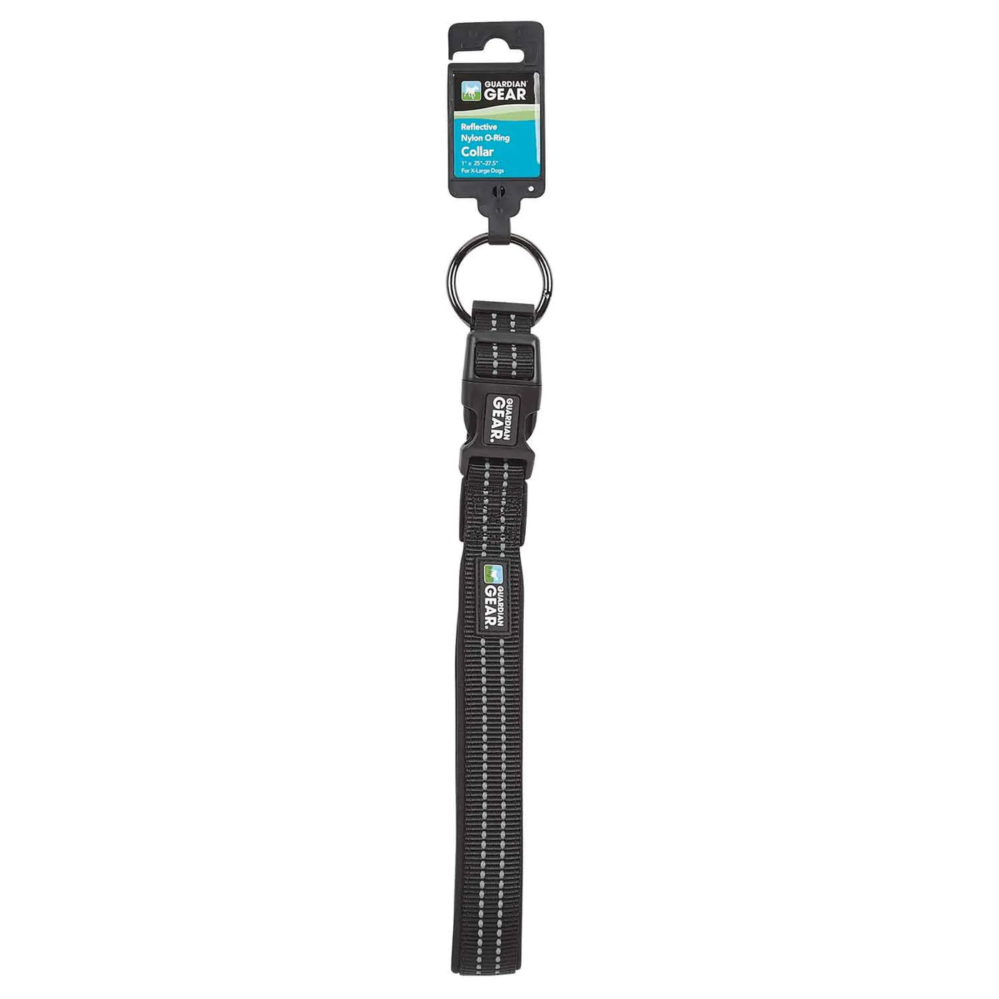 Reflective Padded Nylon Dog Collar XL Blk