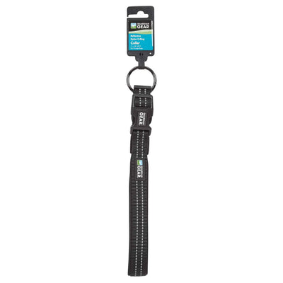 Reflective Padded Nylon Dog Collar XL Blk