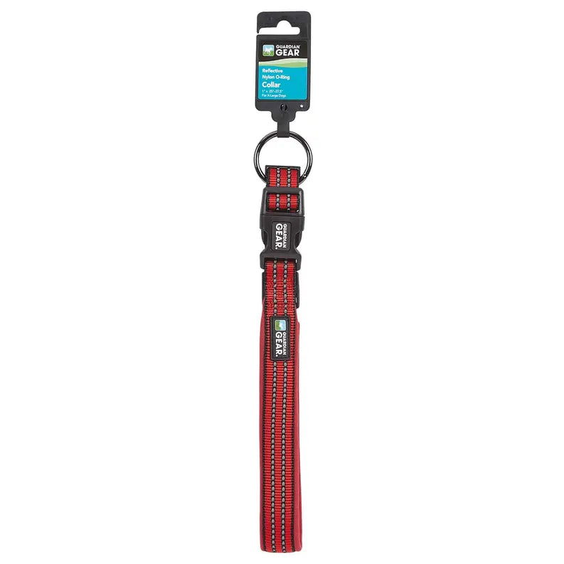 Reflective Padded Nylon Dog Collar XL Red