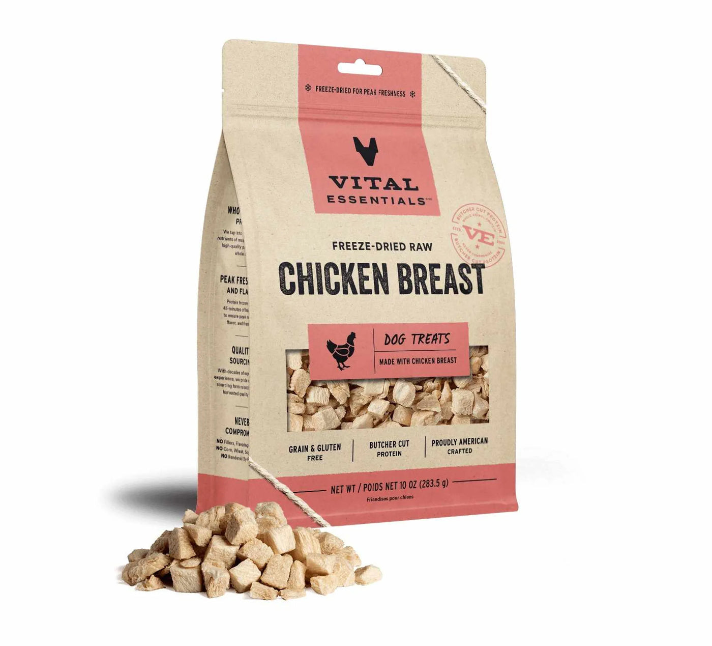 Vital Essentials Freeze-Dried Raw Chicken Breast Dog Treats, 10oz